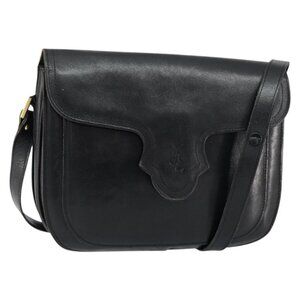 Authentic SAINT LAURENT Shoulder Bag Leather Black Gold